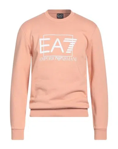 Ea7 Man Sweatshirt Apricot Size 3xl Cotton, Polyester, Elastane In Orange
