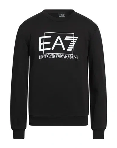 Ea7 Man Sweatshirt Black Size 3xl Cotton, Polyester, Elastane In Black