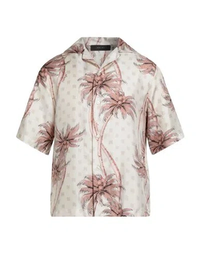 Amiri Man Shirt Beige Size M Silk In Neutral