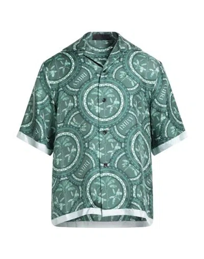 Amiri Man Shirt Emerald Green Size L Silk In Green