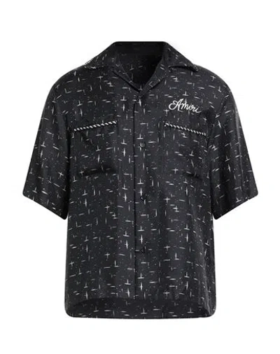 Amiri Man Shirt Black Size M Silk In Black