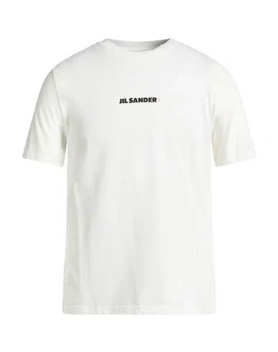 Jil Sander Men White Crewneck T-shirt With Logo Lettering On The Front In Cotton Man