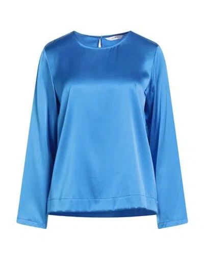 Xacus Woman Top Azure Size 8 Silk, Elastane In Blue