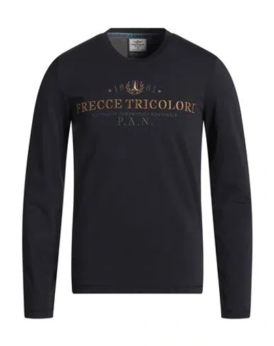 Aeronautica Militare Man T-shirt Midnight Blue Size Xxl Cotton In Black