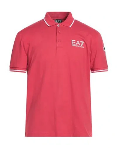 Ea7 Man Polo Shirt Red Size 3xl Cotton In Red