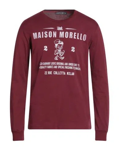 Frankie Morello Man T-shirt Burgundy Size L Cotton In Red