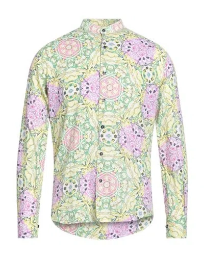 En Avance Man Shirt Yellow Size L Linen, Cotton In Multi