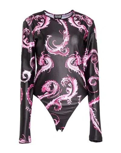 Versace Jeans Couture Woman Bodysuit Black Size 14 Polyester, Elastane In Black