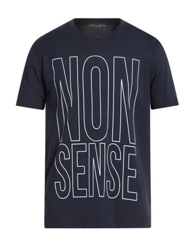 Frankie Morello Man T-shirt Navy Size L Cotton In Blue