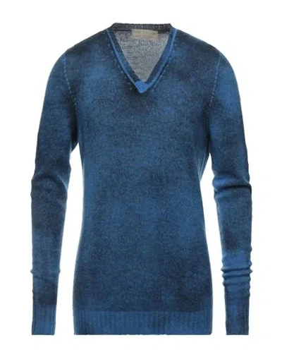 120% Lino Man Sweater Blue Size Xxl Cashmere, Virgin Wool In Blue