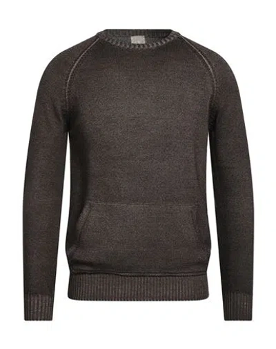 H953 Man Sweater Dark Brown Size 38 Merino Wool In Brown