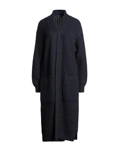 Dondup Woman Cardigan Black Size 4 Wool, Mohair Wool, Polyamide In Blue