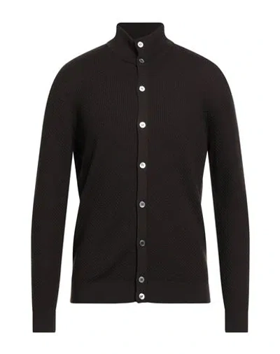 Filippo De Laurentiis Man Cardigan Dark Brown Size 44 Merino Wool In Brown
