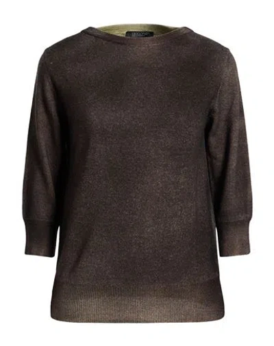 Aragona Woman Sweater Dark Brown Size 8 Merino Wool In Black