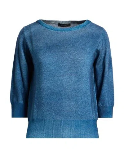 Aragona Woman Sweater Slate Blue Size 10 Merino Wool In Blue