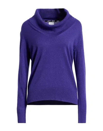 Left End Woman Turtleneck Purple Size 10 Virgin Wool, Viscose, Cashmere In Purple