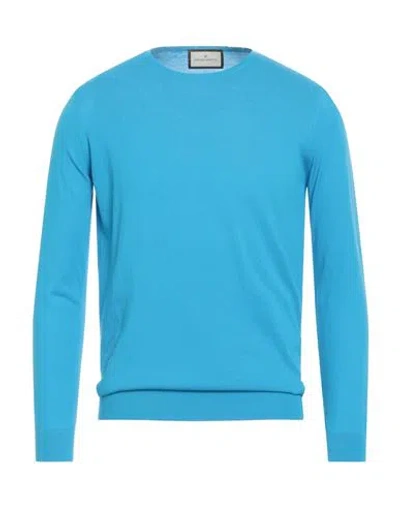 Bruno Manetti Man Sweater Azure Size L Cotton In Blue