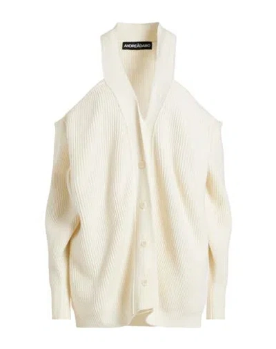 Andreädamo Andreādamo Woman Cardigan Ivory Size L Wool, Polyamide In Multi