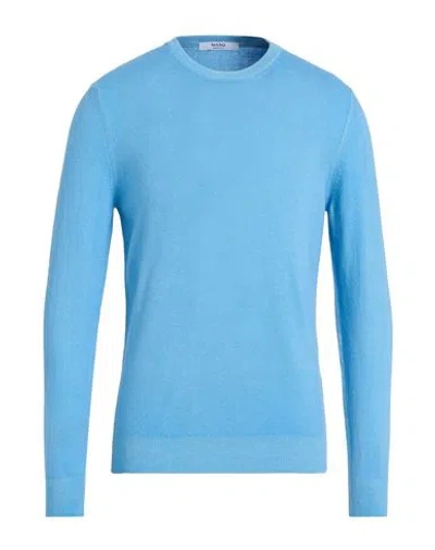 Masq Man Sweater Azure Size 42 Merino Wool, Cashmere In Blue