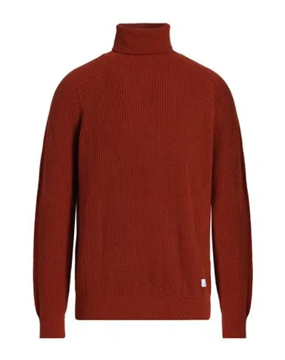 Manuel Ritz Man Turtleneck Rust Size Xl Wool, Polyamide In Red
