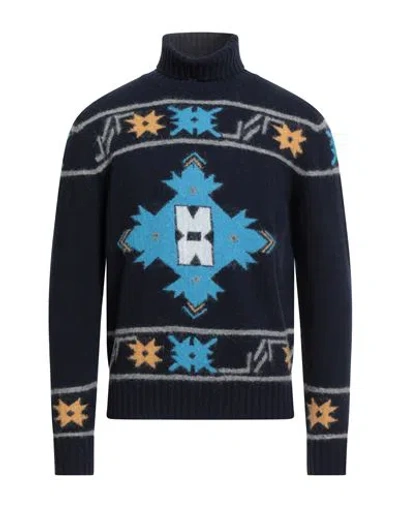 Gallia Man Turtleneck Midnight Blue Size 38 Merino Wool, Alpaca Wool, Polyamide In Blue