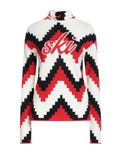 Perfect Moment Woman Turtleneck Off White Size L Merino Wool In Red