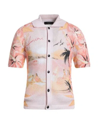Amiri Man Cardigan Light Pink Size Xs Cotton In Neutral