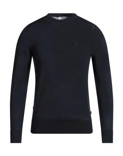 Conte Of Florence Man Sweater Navy Size M Merino Wool In Blue