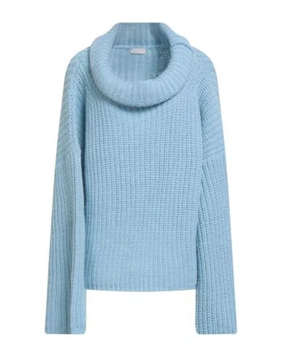 Liu •jo Woman Turtleneck Light Blue Size L Acrylic, Wool In Blue