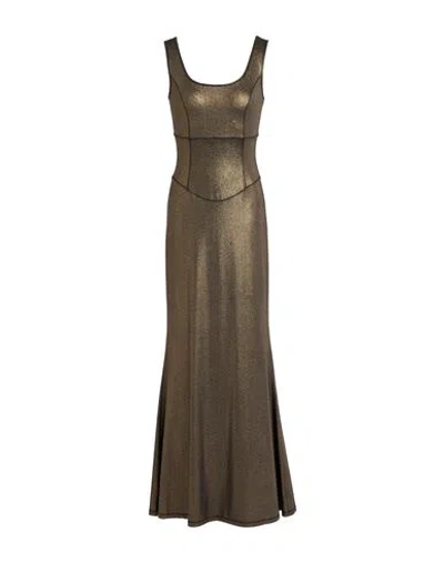 Gaudì Woman Maxi Dress Bronze Size 6 Polyester, Elastane In Brown