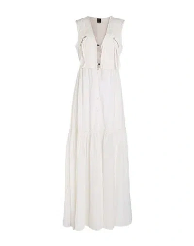 Pinko Andres White Cotton Voile Maxi Dress In Neutral