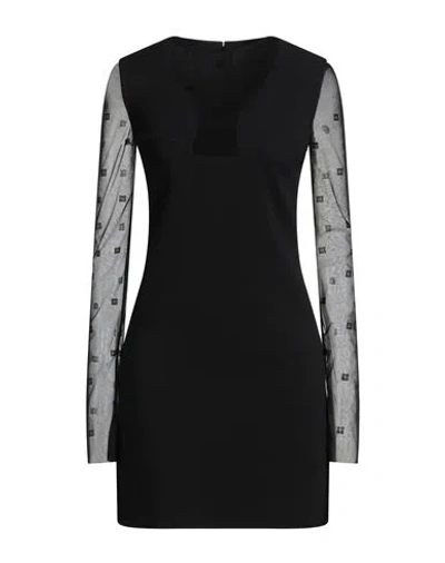 Givenchy Logo Embroidered Mesh And Jersey Minidress In Black