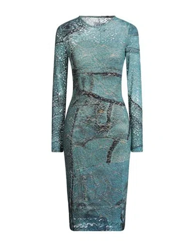 Versace Jeans Couture Woman Midi Dress Turquoise Size 6 Polyamide, Elastane In Blue