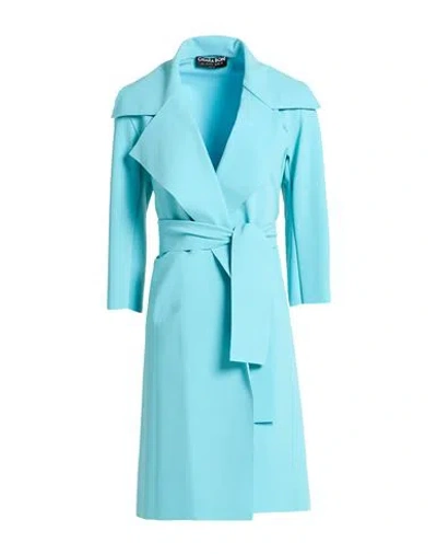 Chiara Boni La Petite Robe Woman Overcoat & Trench Coat Turquoise Size S Polyamide, Elastane In Blue