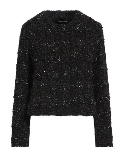 Fabiana Filippi Woman Coat Black Size 12 Polyamide, Virgin Wool, Acrylic, Polyester, Textile Fibers In Black