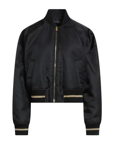 Versace Woman Jacket Black Size 10 Polyamide, Viscose, Wool, Acrylic, Synthetic Fibers In Black
