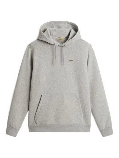 Woolrich Light Grey Hoodie With Adjustable Drawstring In Gray