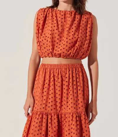Astr Nalley Eyelet Crop Top In Rust In Orange