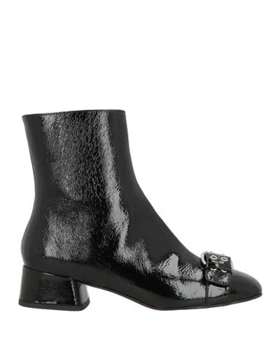 Msgm Woman Ankle Boots Black Size 7 Leather In Black