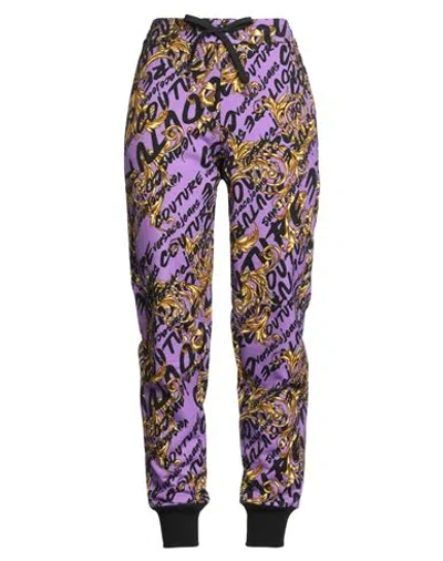 Versace Jeans Couture Woman Pants Purple Size L Cotton, Elastane In Purple