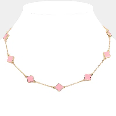 Fashnzfab Quatrefoil Station Necklace In Multi