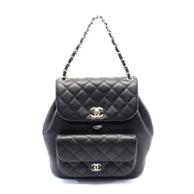 Pre-owned Chanel Lambskin Matelasse Backpack Black