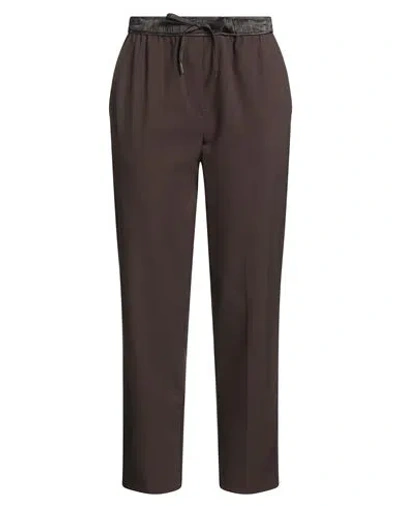Marella Monochrome Woman Pants Dark Brown Size 10 Polyester, Viscose, Elastane In Brown