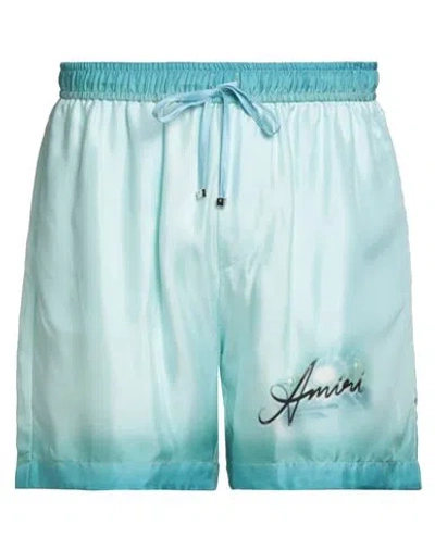 Amiri Man Shorts & Bermuda Shorts Sky Blue Size L Silk In Blue
