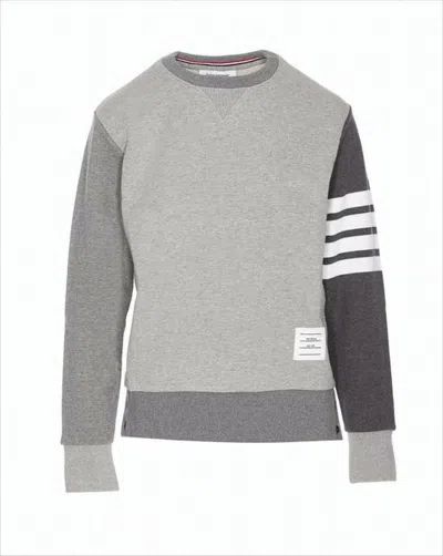 Thom Browne Long-sleeve Sweatshirt With Signature Stripes In Gray