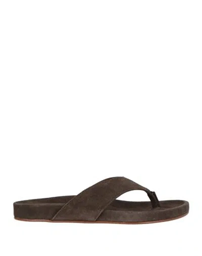 Hackett Man Thong Sandal Dark Brown Size 8 Leather In Brown