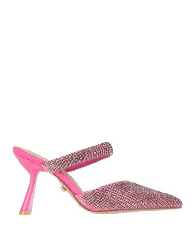 Twenty Four Haitch Woman Mules & Clogs Pink Size 8 Textile Fibers In Pink