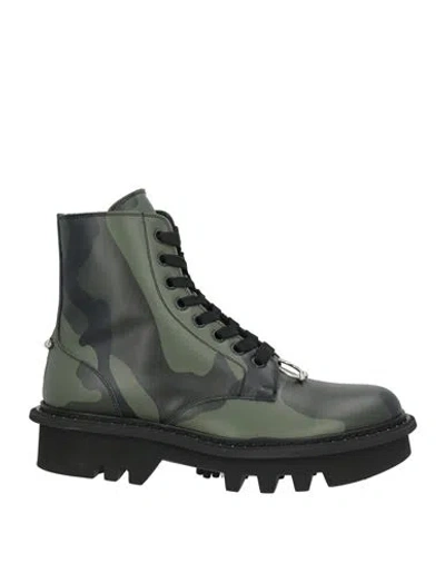 Neil Barrett Man Ankle Boots Military Green Size 8 Leather In Green