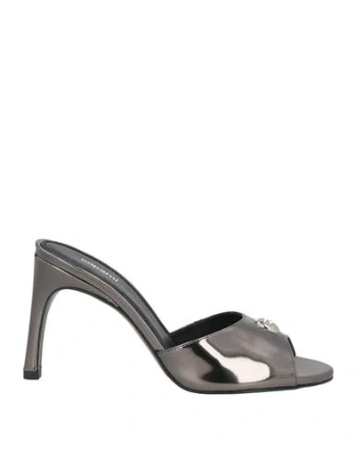 Coperni Woman Sandals Gunmetal Size 7 Leather In Gray