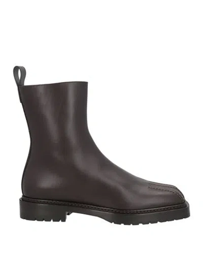 Giorgio Armani Woman Ankle Boots Dark Brown Size 8 Calfskin In Brown